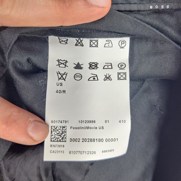 Hugo Boss Virgin Wool Blend Passolini Movie Navy Suit Dress Pants 40R Trousers - Picture 10 of 16